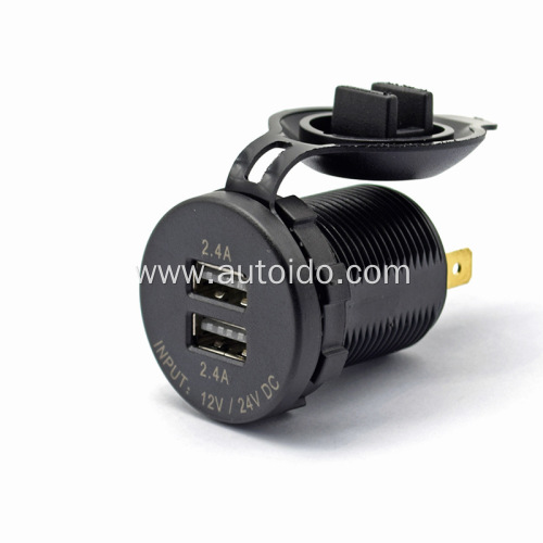 Panel Mount LED 4.8A Car Dual USB Power